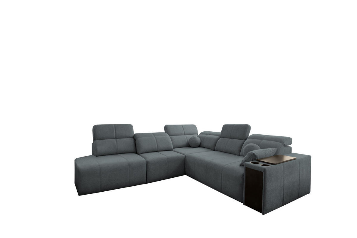 ECKSOFA Mindy IX Mit Schlaffunktion, Verstellbarer Rückenlehne Stoff Verita Dunkelgrau Links - Dunkelgrau, Holz (288/300cm) - Kaiser Möbel