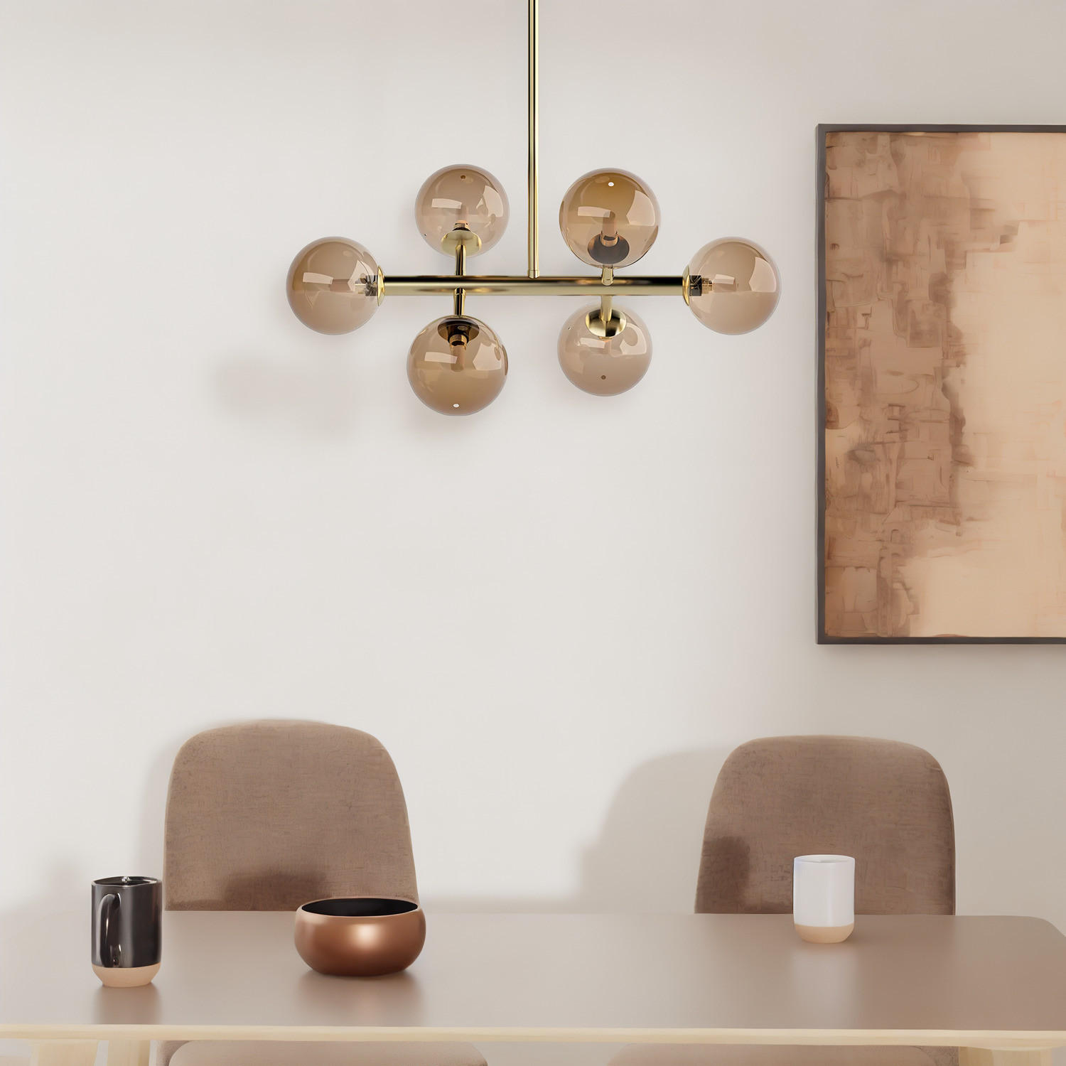 DECKENLEUCHTE - Metall, 6-flammig - Goldfarben, Metall (33/60/70cm) - home24