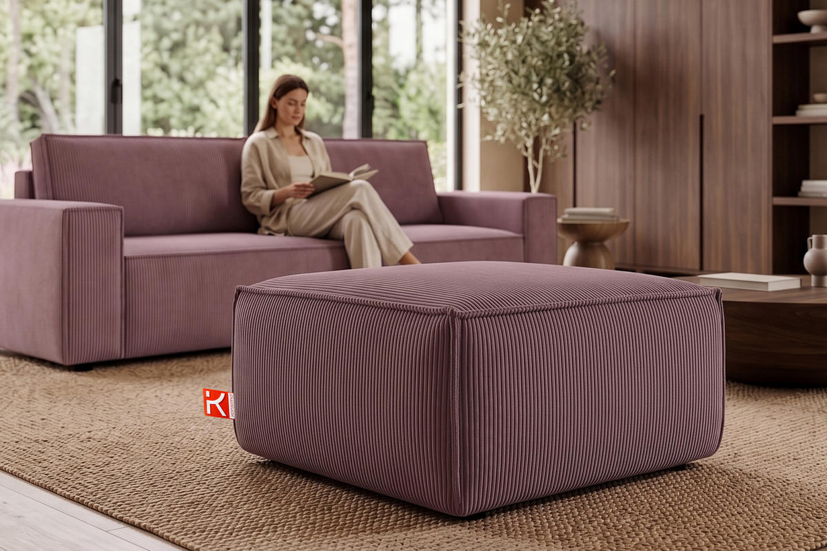 SITZPOUF NAPI gefederte Sitzfläche, hellviolett - Violett/Schwarz, Textil (83/45/83cm) - KONSIMO®