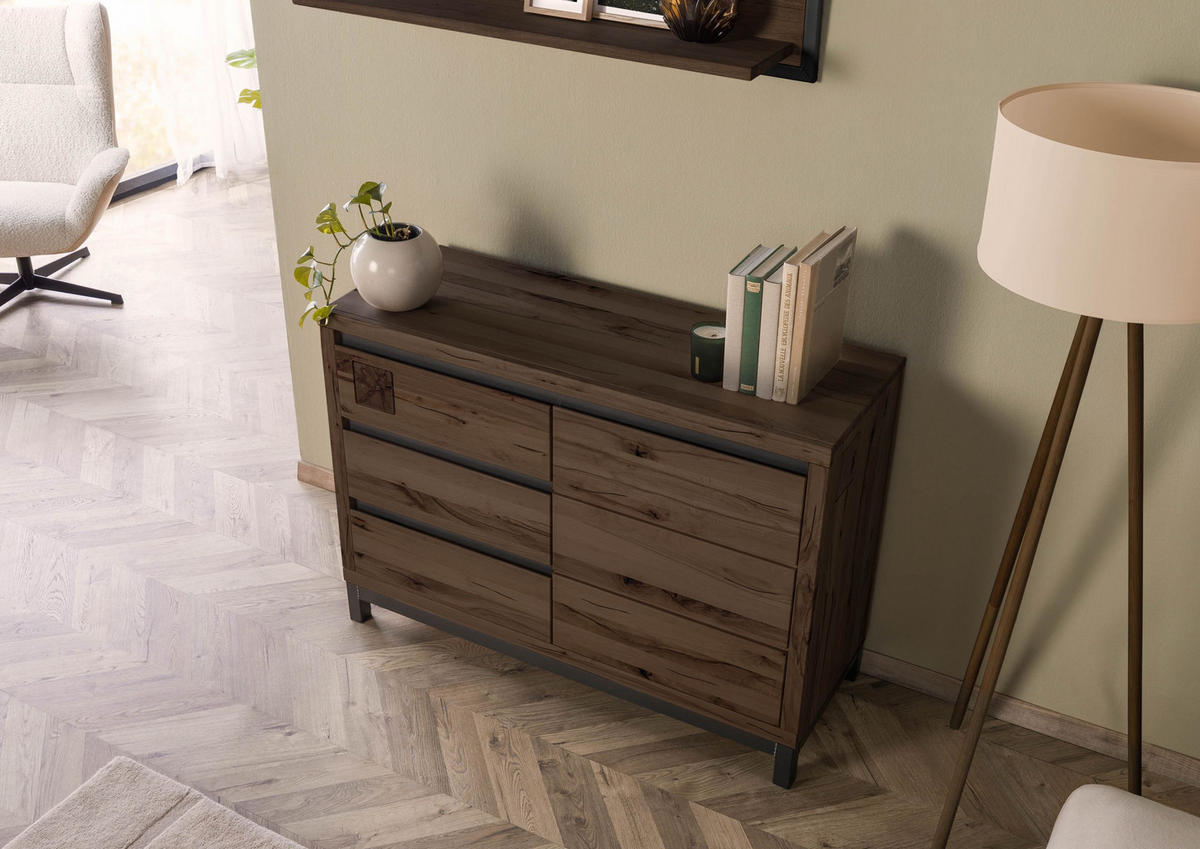 SIDEBOARD Kernbuche 120x45x85 tabacco braun geölt VILLANDERS #210 - Braun, Holz (120/85/45cm) - Massivmoebel24