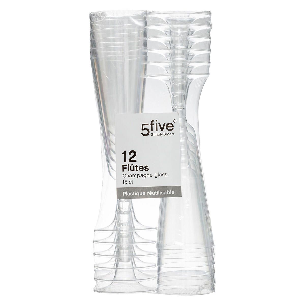 PLASTIK-CHAMPAGNERGLÄSER, wiederverwertbar 12er Set, Kunststoff, Transparent, 150 ml - Transparent, Kunststoff (0.15L) - 5five Simply Smart