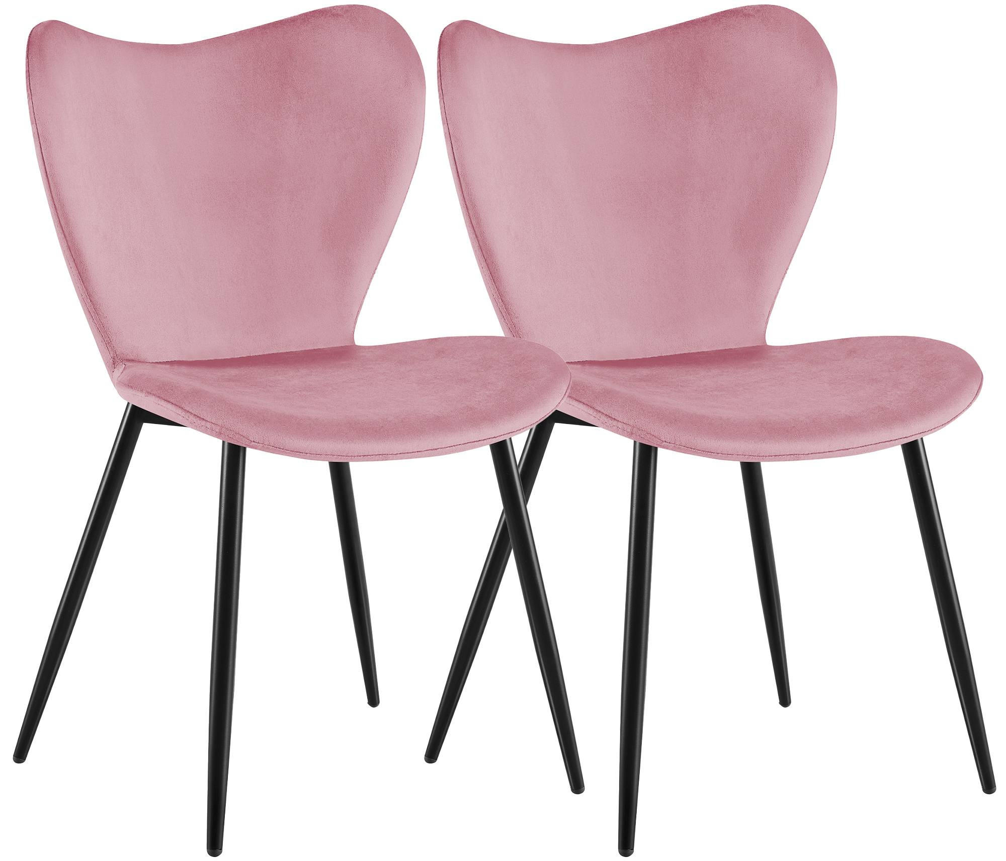 ESSZIMMERSTUHL 2 Samt Rosa - Schwarz/Rosa, Textil/Metall (50/80/58cm) - CLP