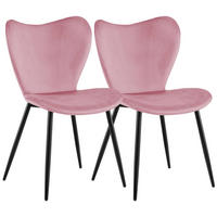 ESSZIMMERSTUHL 2 Samt Rosa - Schwarz/Rosa, Textil/Metall (50/80/58cm) - CLP