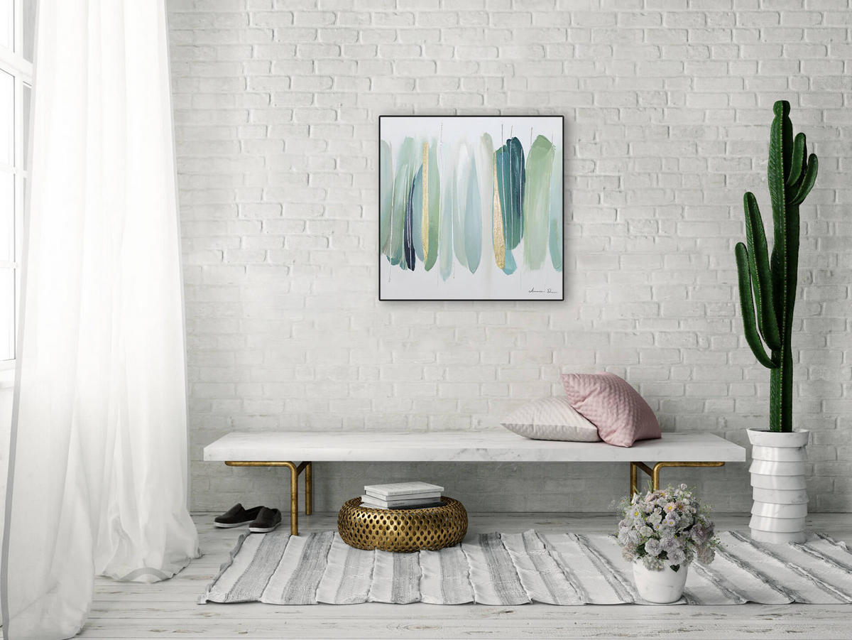 ÖLGEMÄLDE 60/60 cm - Grün, Holz/Textil (60/60cm) - KUNSTLOFT