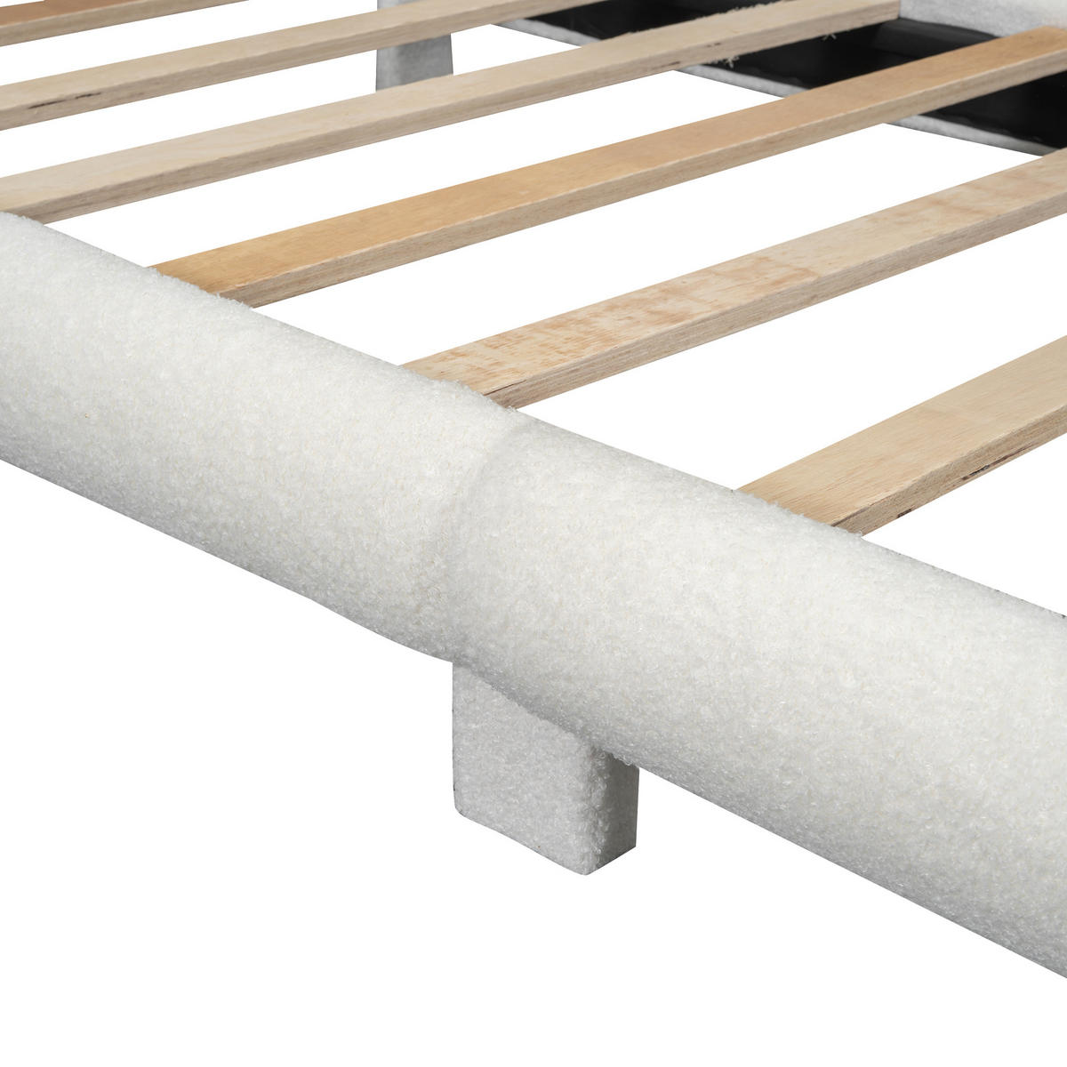 KINDERBETT 90x200cm Weiß Plush niedliches Kopfteil - Weiß, Holz (90/200cm) - FLIEKS