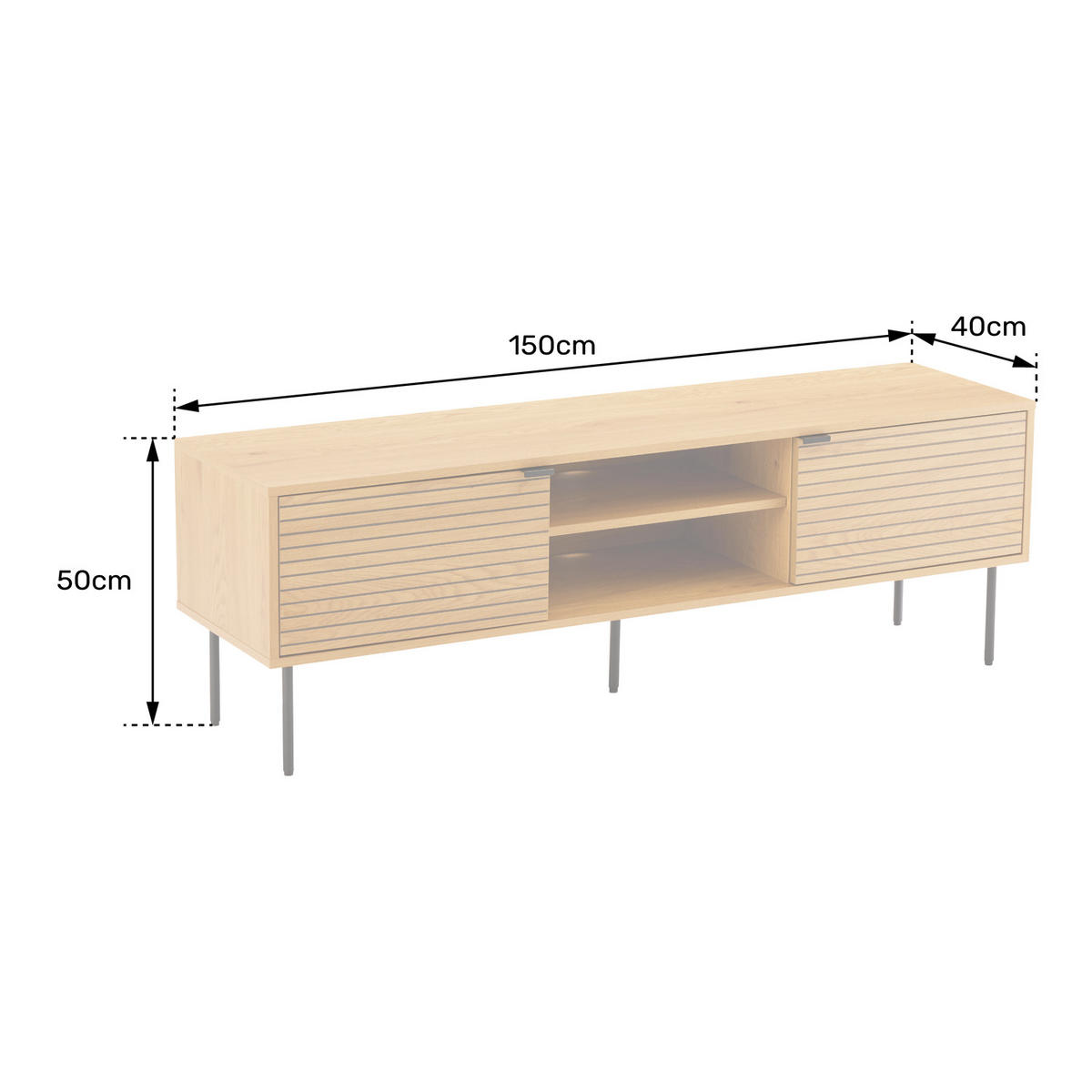 TV-MÖBEL Stinna 150/40/50 cm - Braun, Holzwerkstoff (40/50/150cm) - Happy Garden