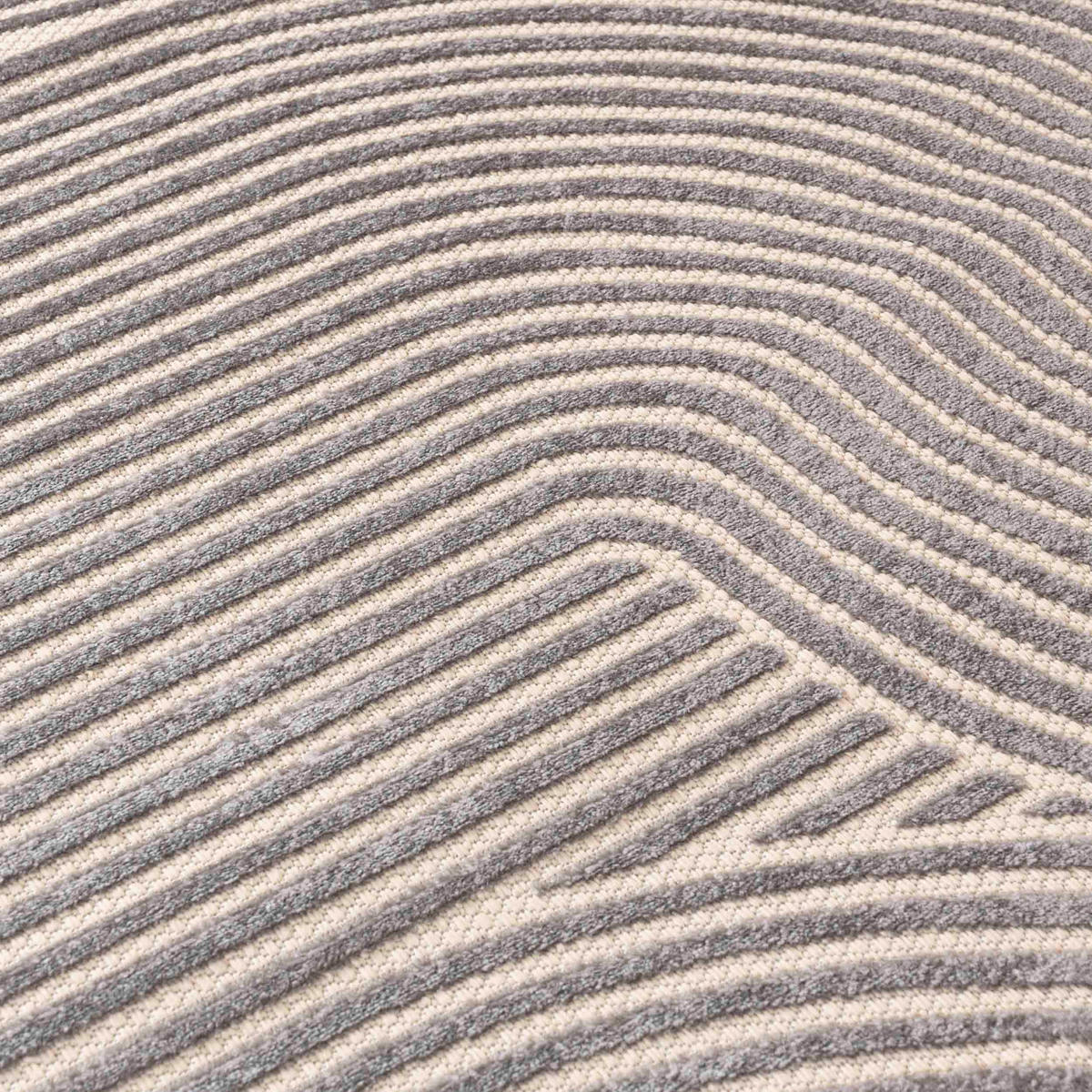TEPPICH Grau Rund Geometrisch - Kurzflor Rund - Minimalistisch, Stilvoll - 150 x 150 cm - Beige/Grau, Textil (150/150cm) - Mazovia