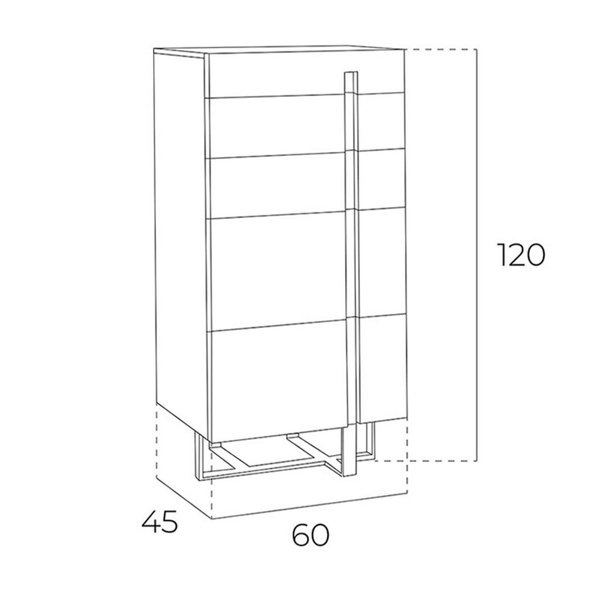 KOMMODE Chiffonier aus weißem Holz und verchromtem Stahl 60/45/120 cm - Edelstahlfarben/Weiß, Holz/Metall (60/120/45cm) - ANGEL CERDA