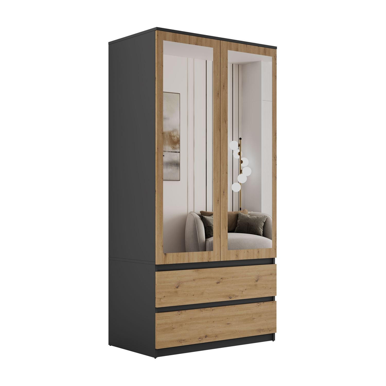 Lookway Schrank Eiche Artisan 90x180x50 cm