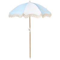 SLUNEČNÍK 155 cm Světle modrý Mondello - bílá/modrá, dřevo (155/155cm) - Beliani