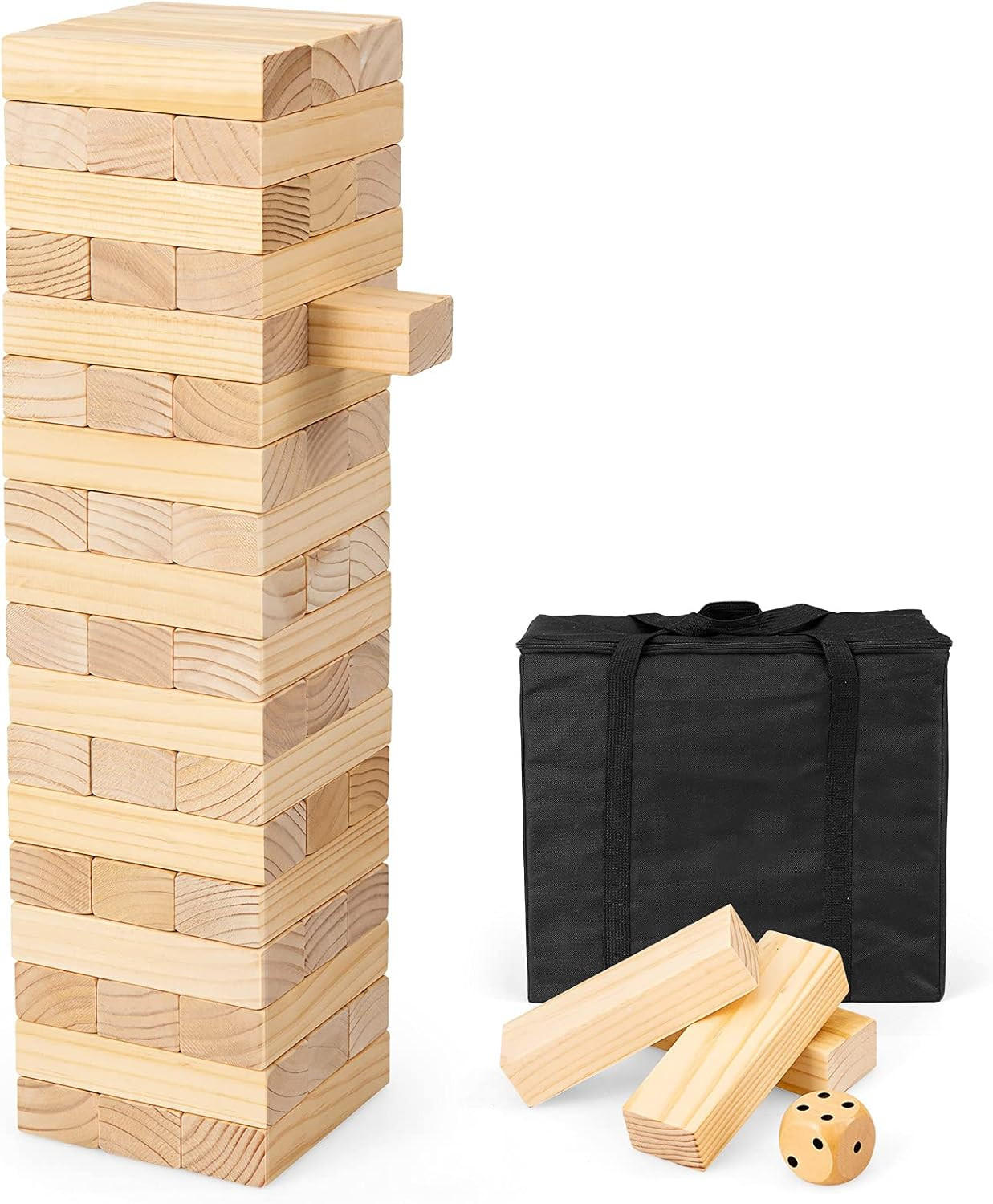 COSTWAY OBŘÍ houpací věž 54 kostek, dřevo