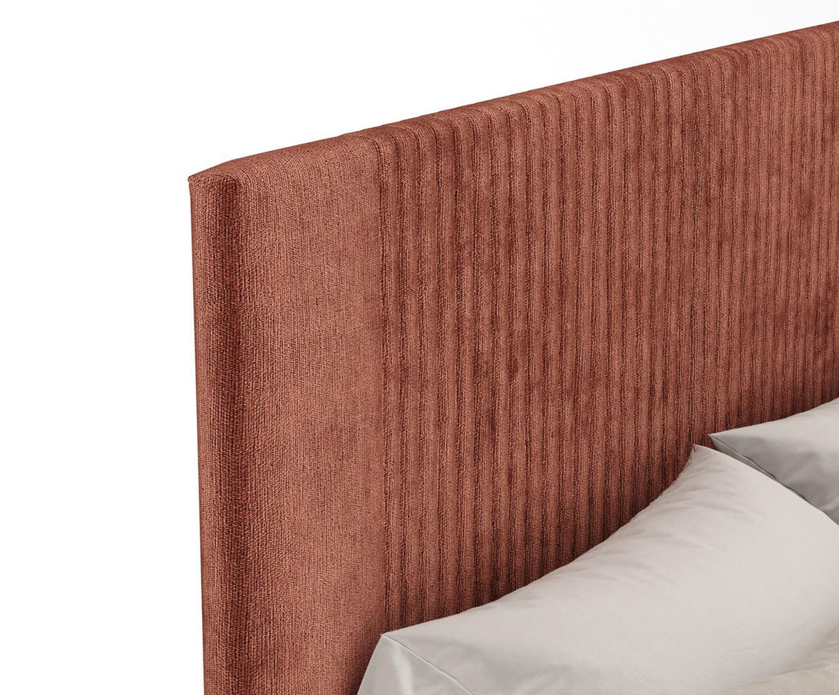 POLSTERBETT Etero Kupfer 120/200 cm im Chenille-Stoff - Wengefarben/Naturfarben, Holz/Holzwerkstoff (120/200cm) - Maison de Reve