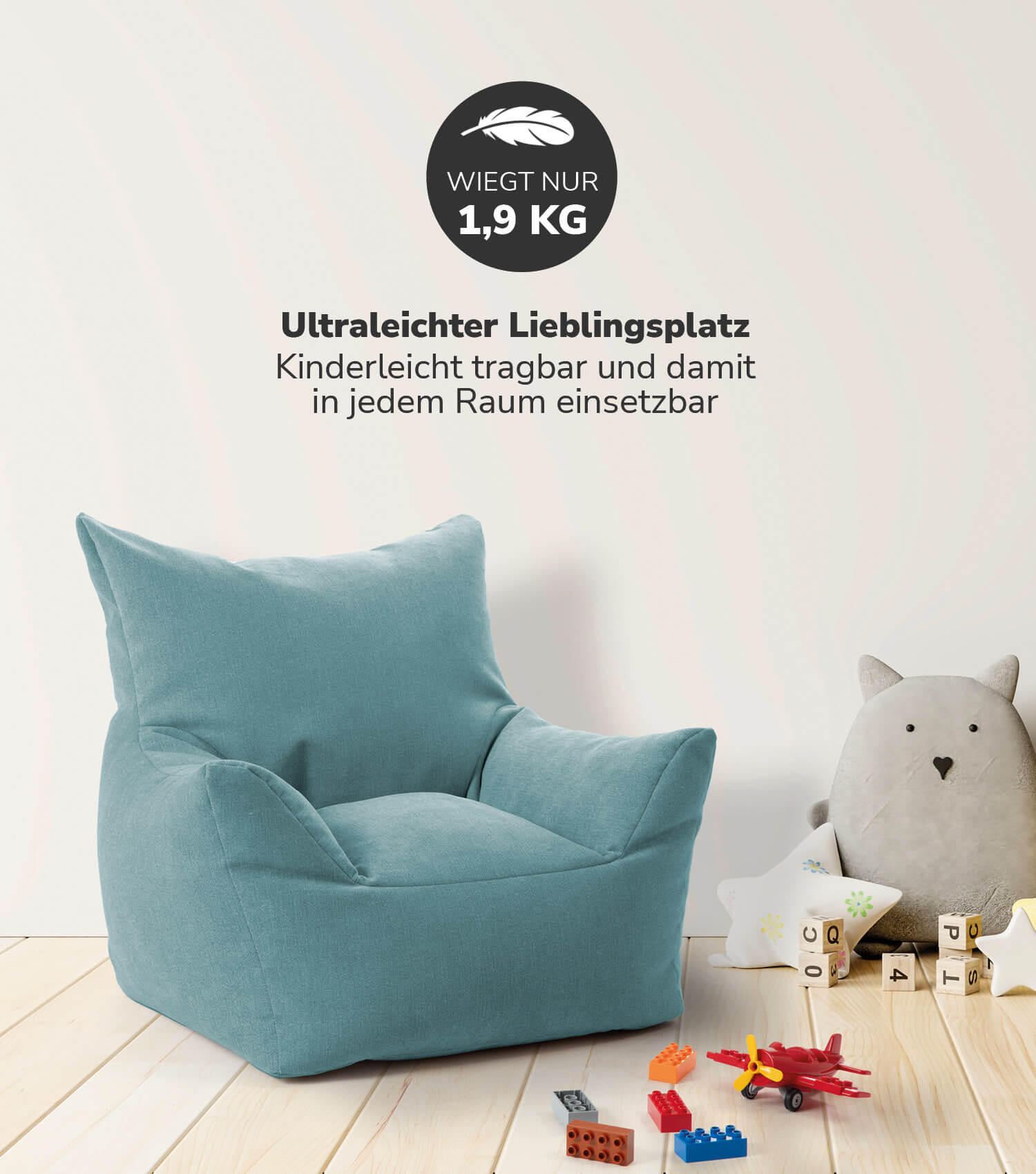 KINDERSESSEL Der Pausenheld - Blau, Textil (52/57/53cm) - Mokebo