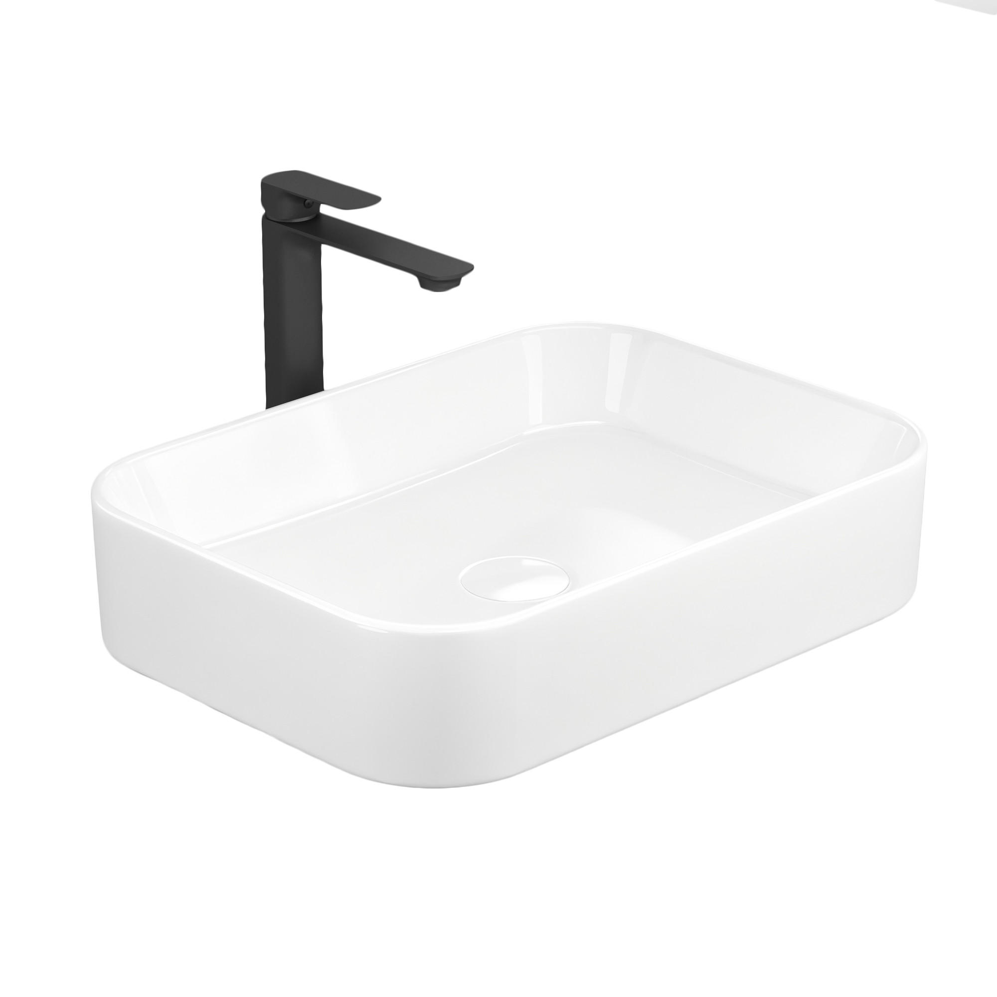 WASCHBECKEN Keramik R-Ecken 50,5 / 37 / 11 cm - Weiß, Keramik (50.5/11/37cm) - EMKE