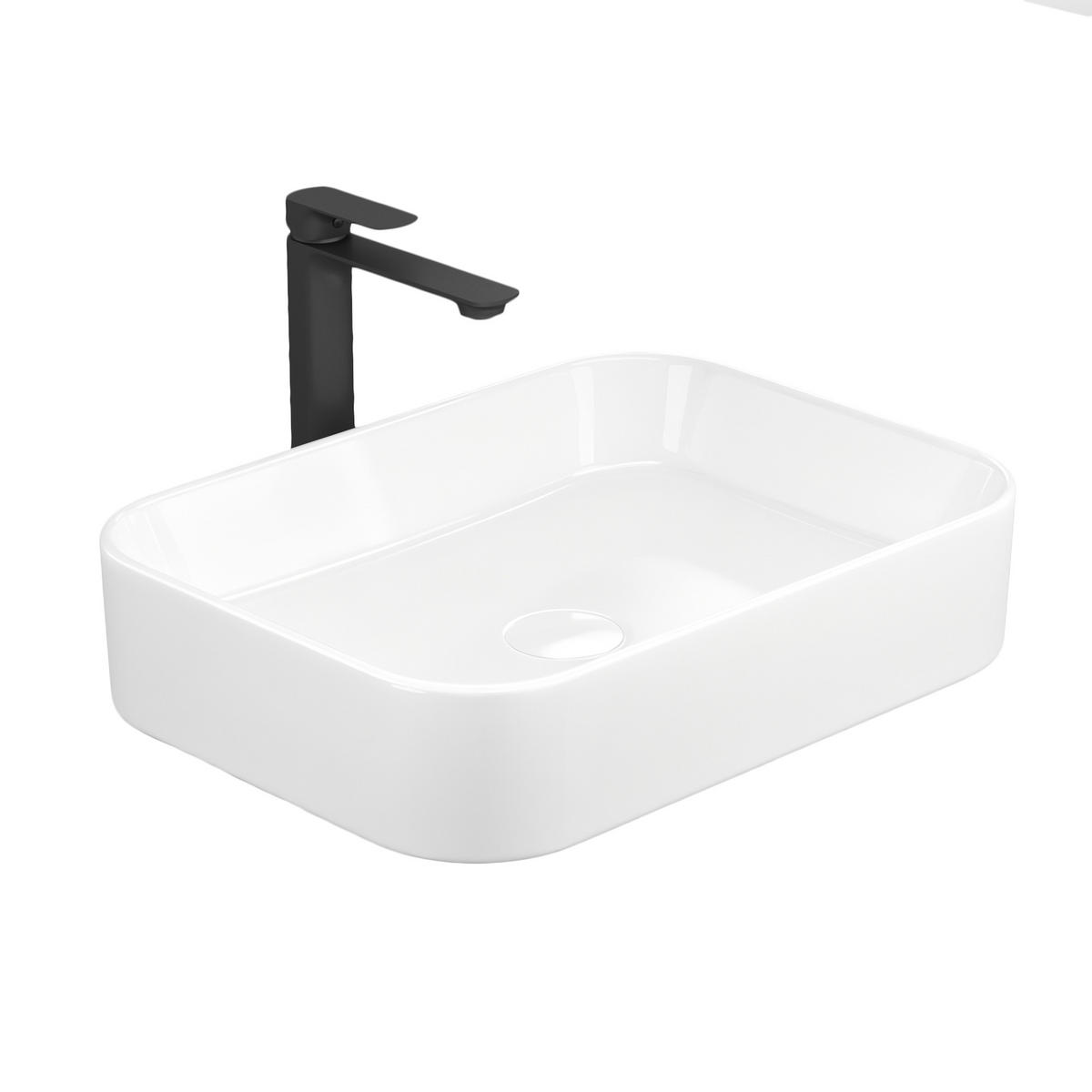 WASCHBECKEN Keramik R-Ecken 50,5 / 37 / 11 cm - Weiß, Keramik (50.5/11/37cm) - EMKE