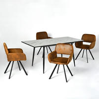 ESSTISCH SET Schwarz und Wildleder - Schwarz/Braun, Holzwerkstoff/Metall (80/75/160cm) - Urban Meuble