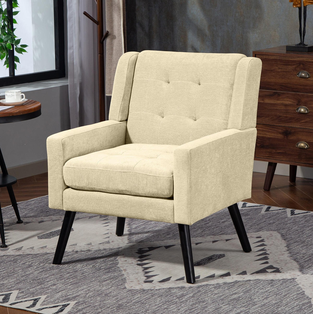 SESSEL 68/76/88 cm Beige aus Upholstered mit Tufting - Beige, Textil (76/88/68cm) - OKMYHOME