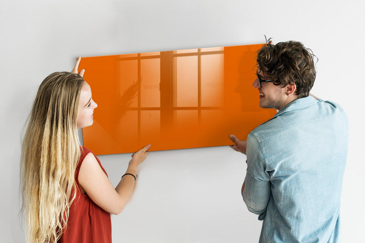 MAGNETTAFEL 120x60 Orange schwarzer Marker - Orange, Glas (120/0.4/60cm) - TULUP