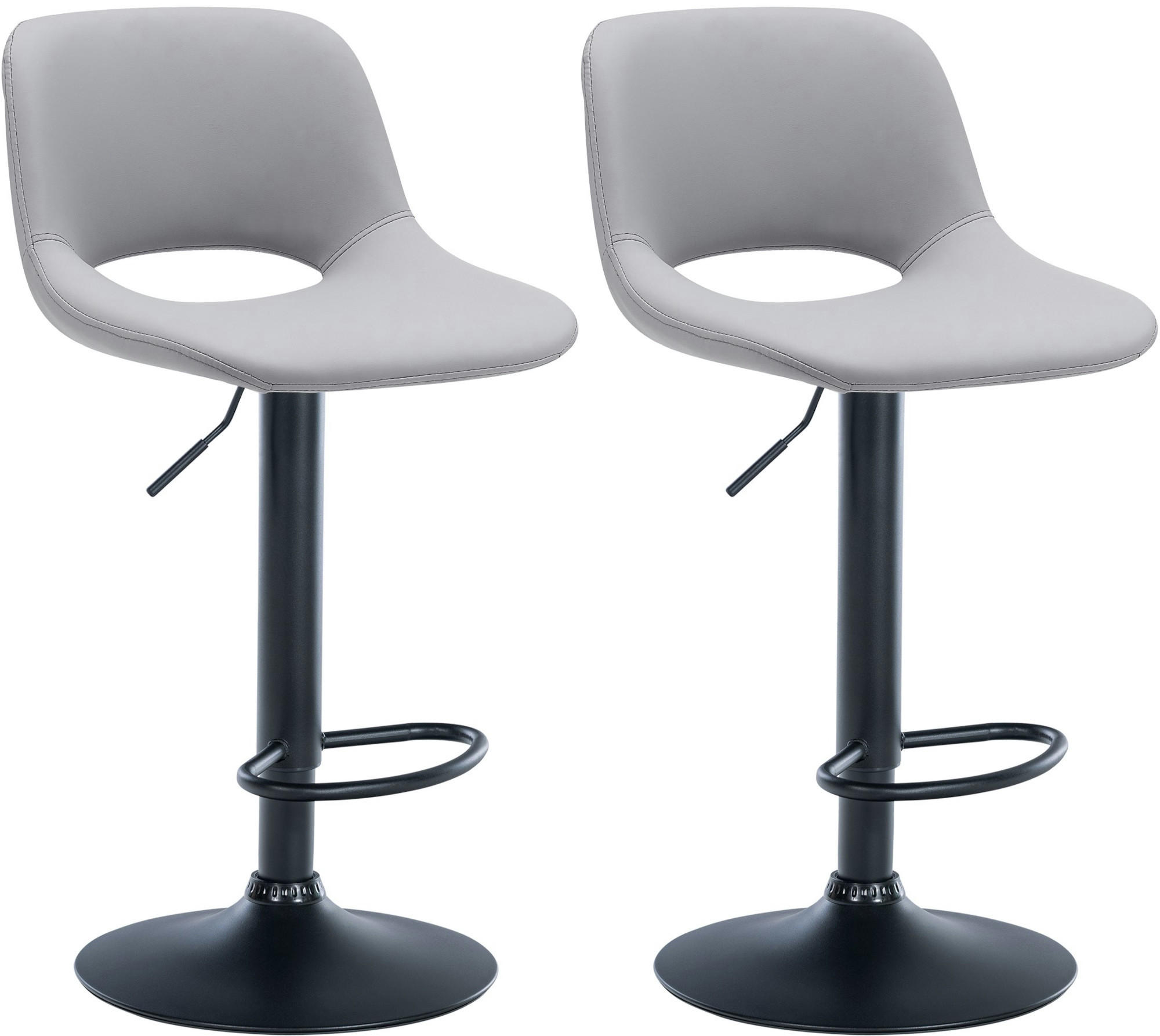 BARHOCKER 2er Set Lederlook grau - Schwarz/Grau, Textil/Metall (42/86/46cm) - CLP