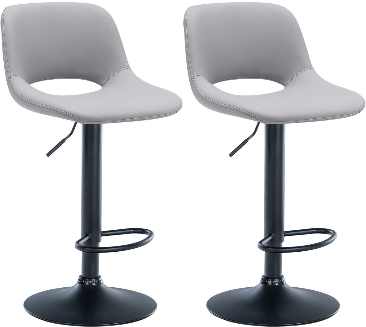 BARHOCKER 2er Set Lederlook grau - Schwarz/Grau, Textil/Metall (42/86/46cm) - CLP