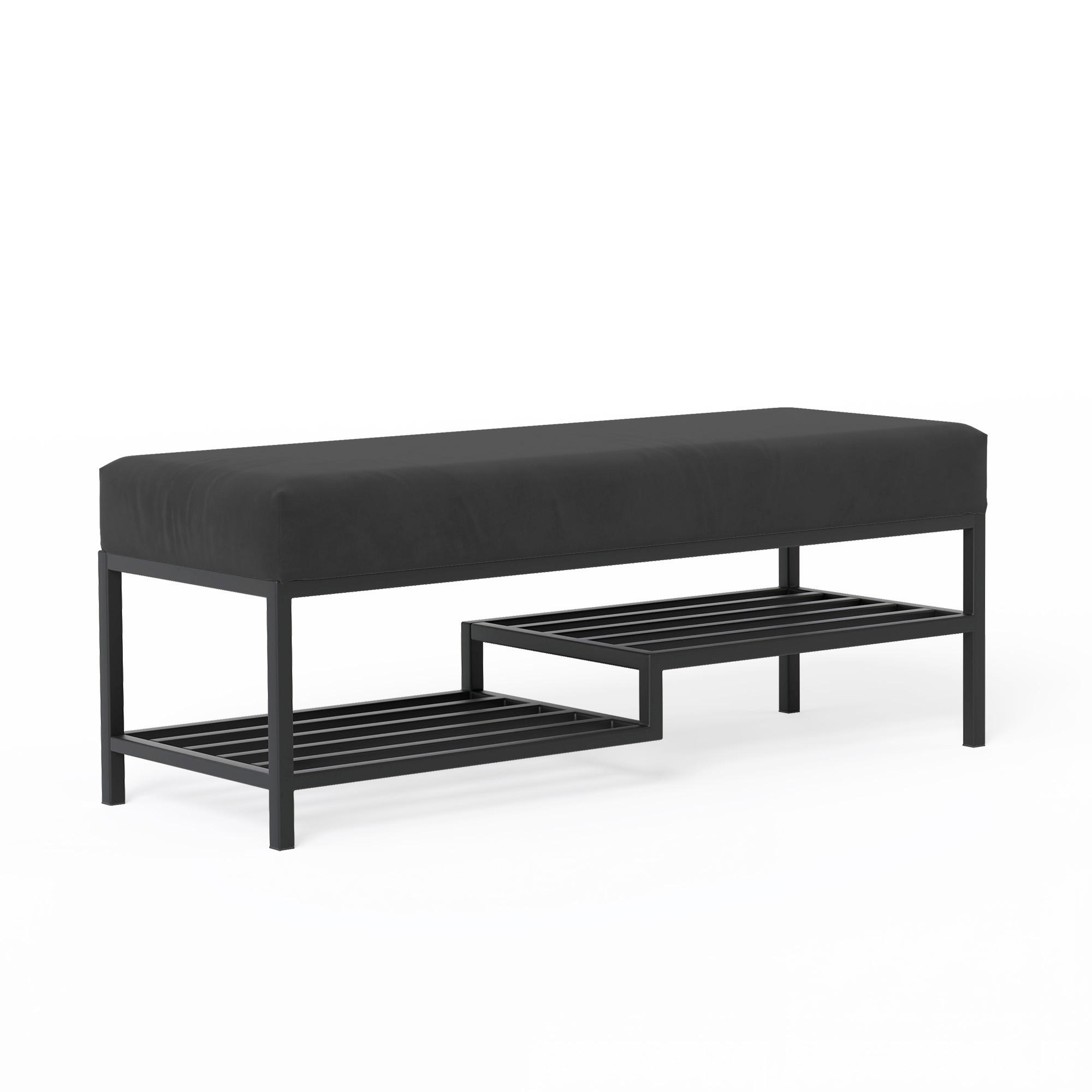 POLSTERBANK STEP 80 cm Schwarz ,Metallgestell - Schwarz, Metall (80/45/35cm) - Idohome