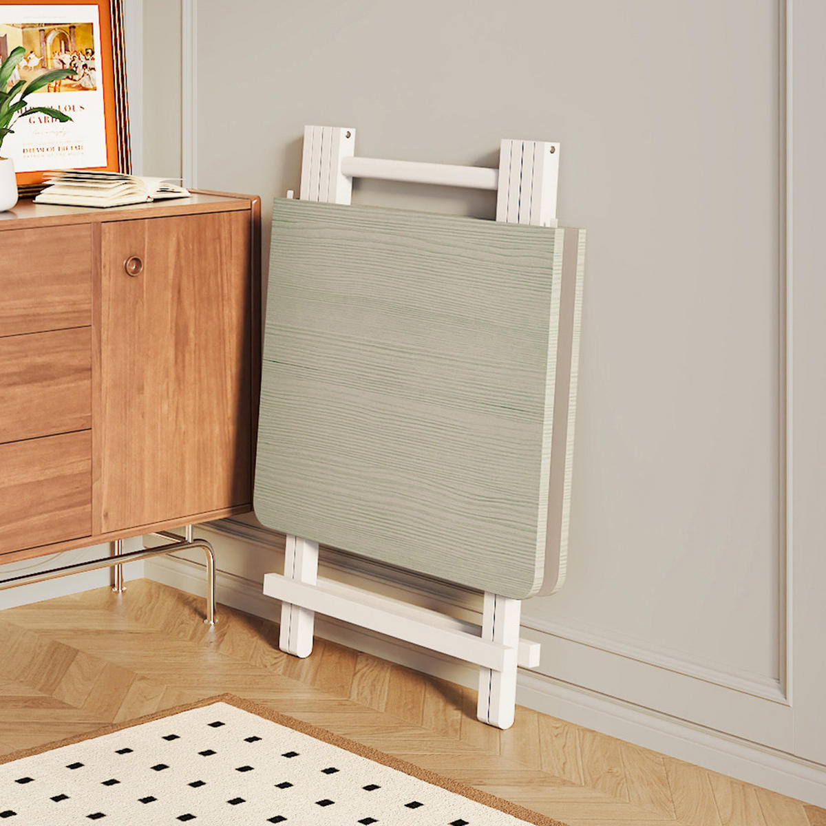 ESSTISCH Klappbar 100/60/74 cm Eisenbeine MDF Weiß - Weiß, Holzwerkstoff/Metall (60/74/100cm) - Livingandhome
