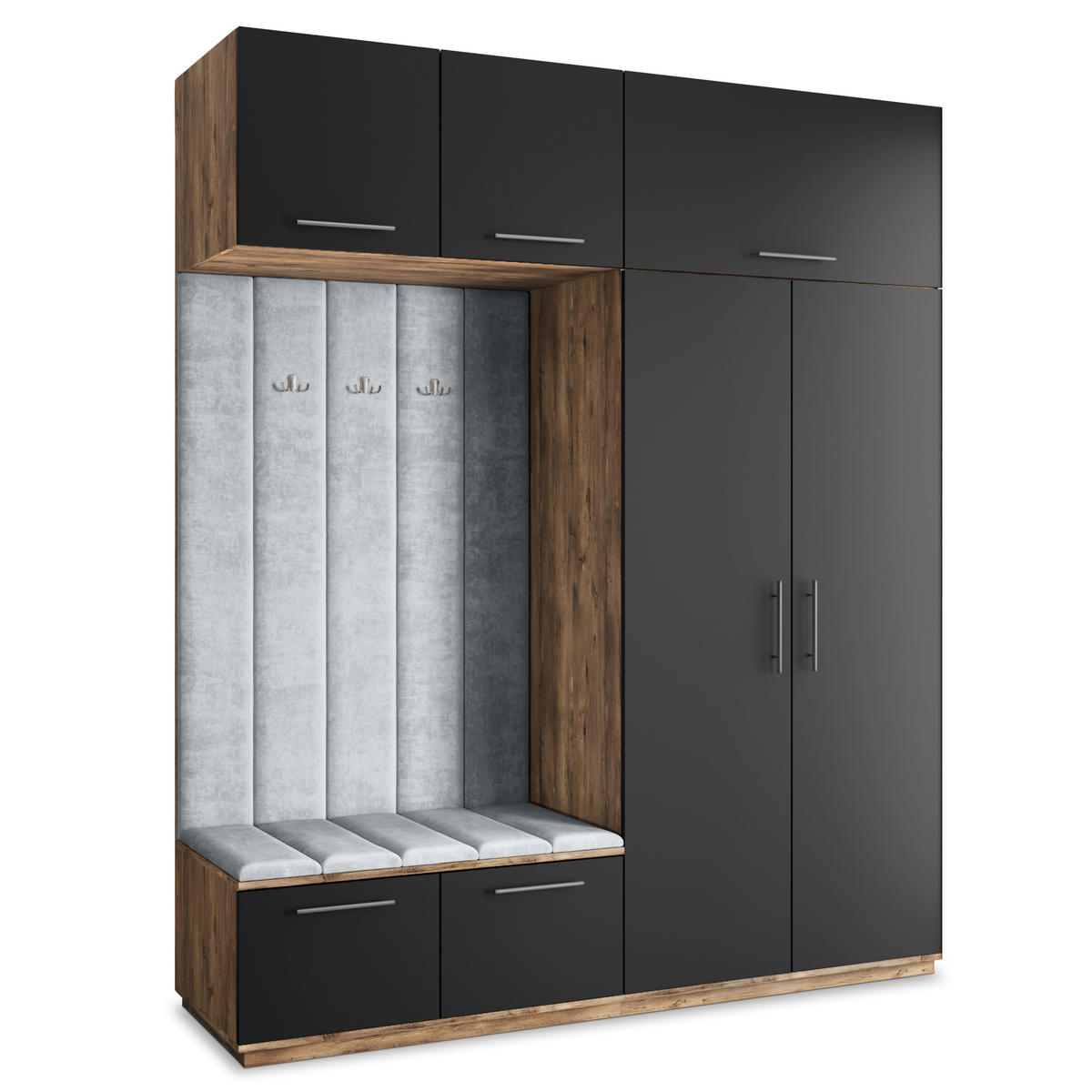 GARDEROBENSCHRANK REMA 200/240/60 cm Modern Eichefarben - Eichefarben/Schwarz, Holzwerkstoff (200/240/60cm) - MASSENO