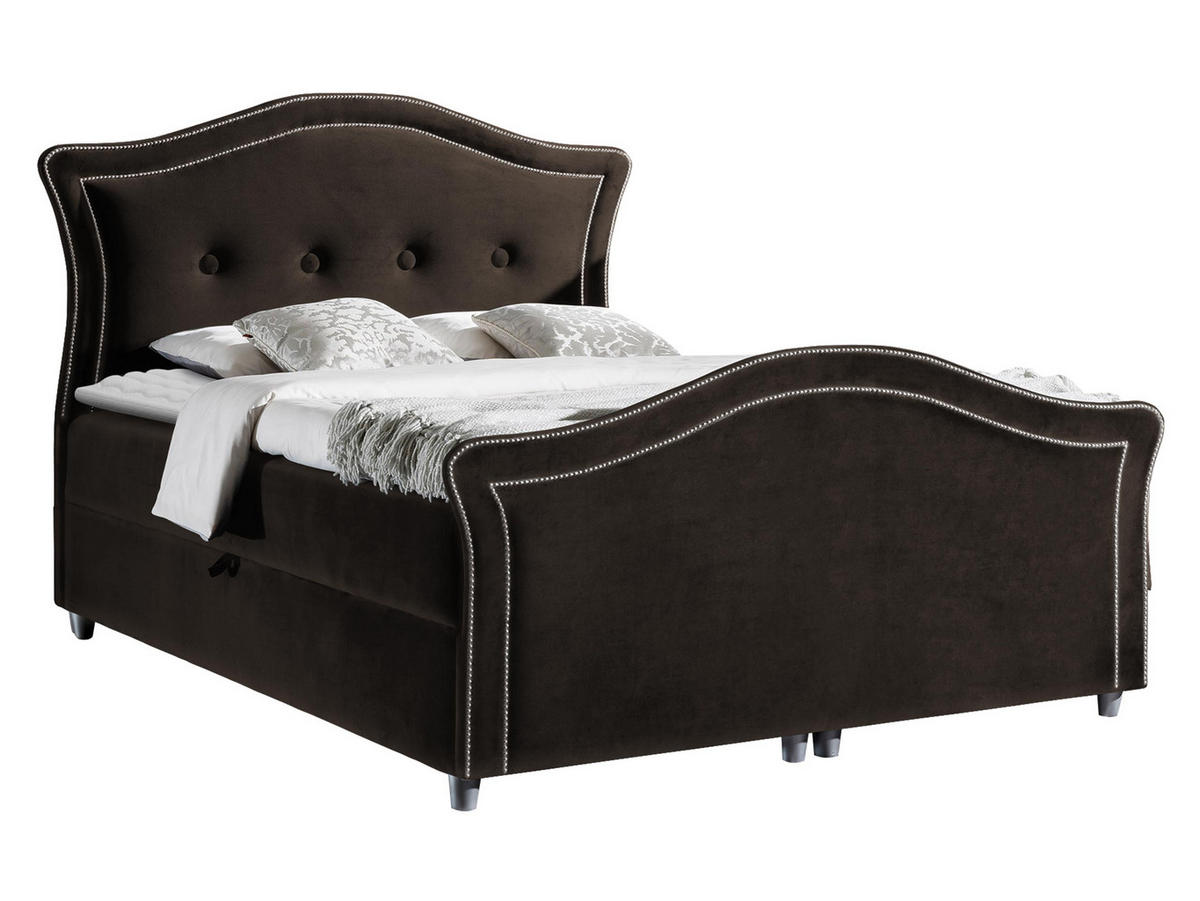 BOXBETT Bedran Lux - Silberfarben/Braun, Holz (120/200cm) - MIRJAN24