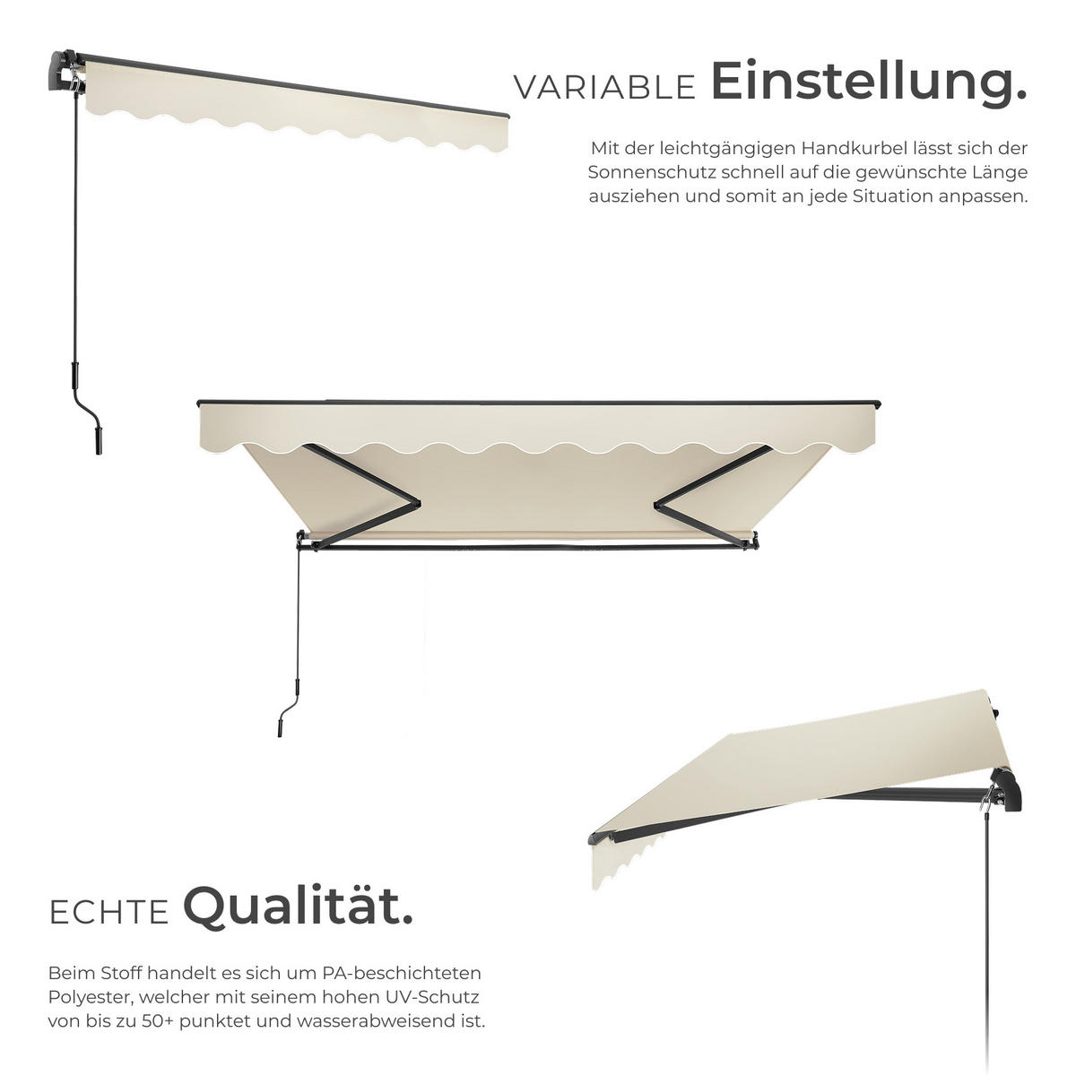 GELENKARMMARKISE Ornella,inkl. Wandhalterung,beige - Beige, Kunststoff (300/41/250cm) - tectake
