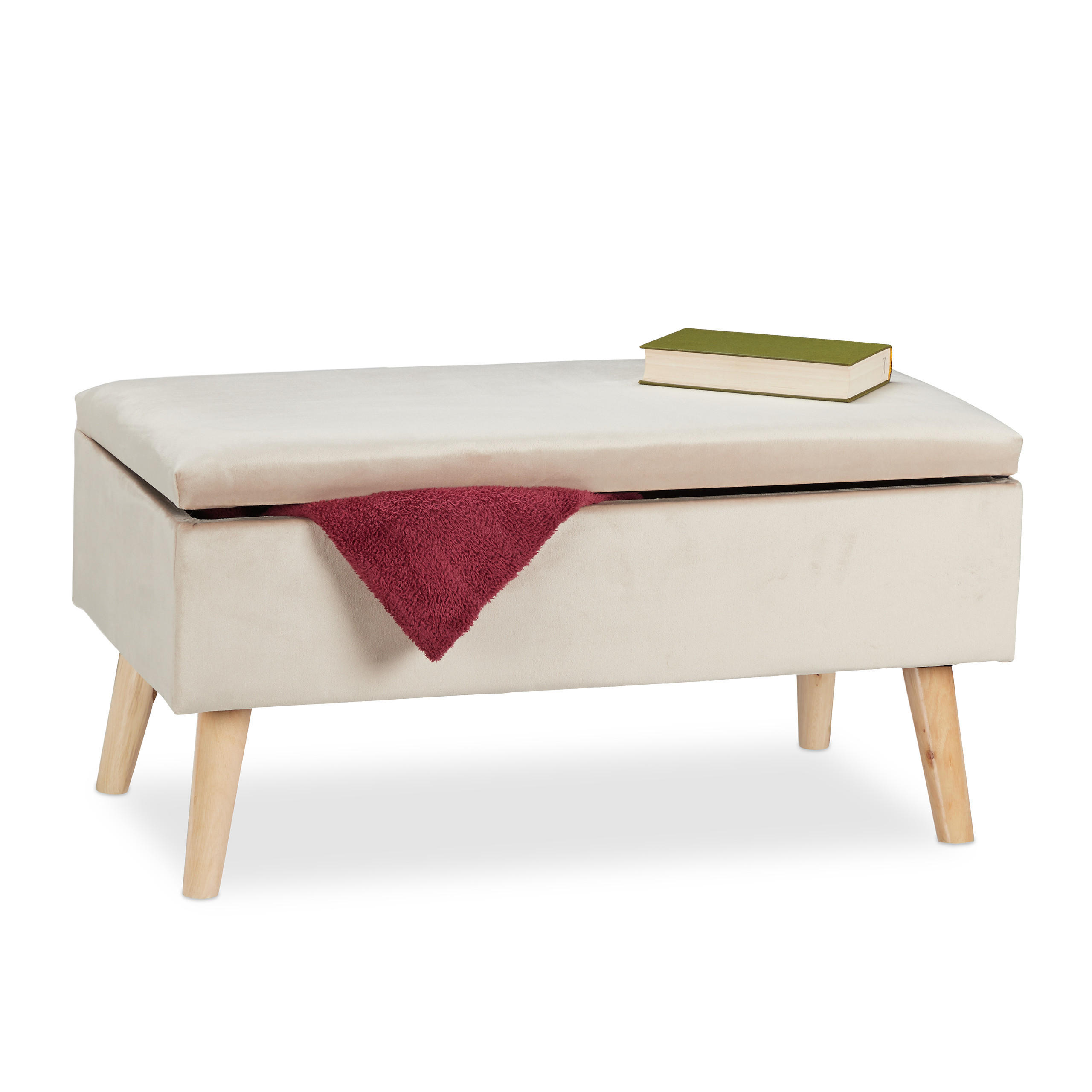 SITZBANK - Creme, Holz/Holzwerkstoff (80/41/40cm) - Relaxdays