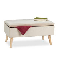 SITZBANK - Creme, Holz/Holzwerkstoff (80/41/40cm) - Relaxdays