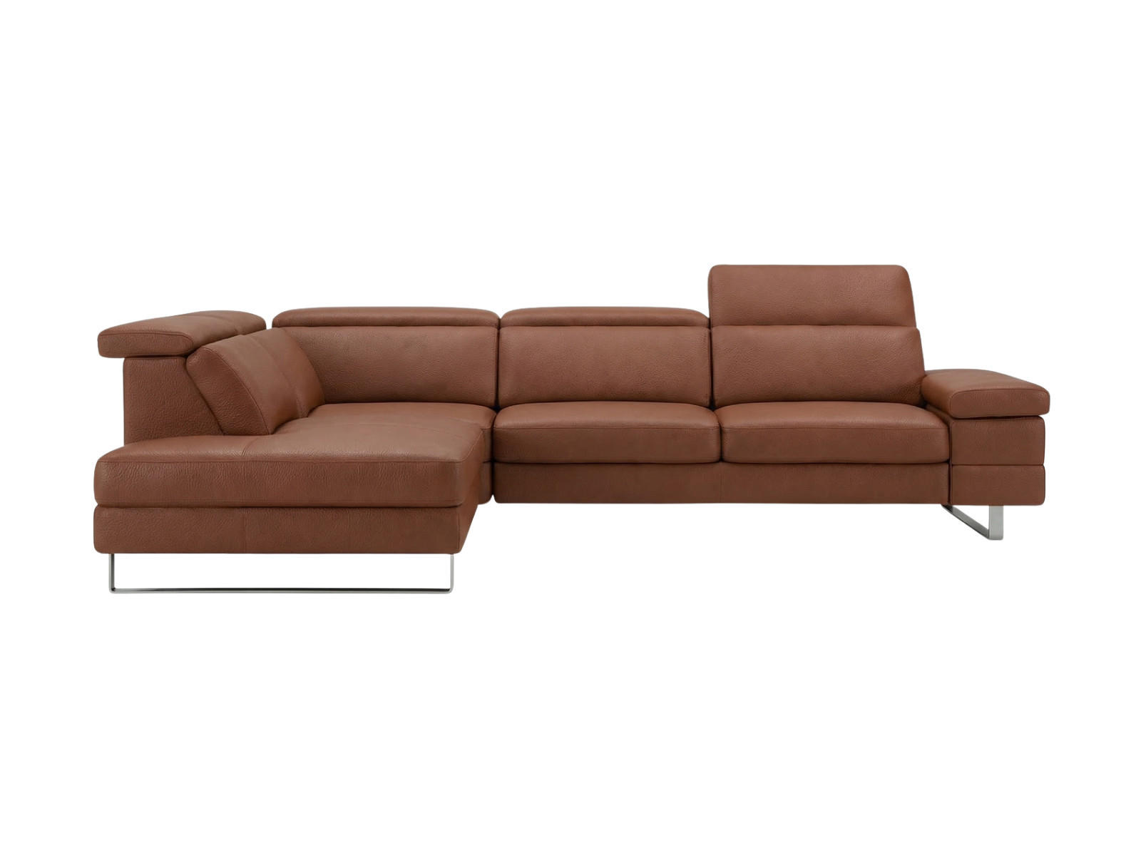 ECKSOFA Virage Echtleder Cognacbraun - Cognac, Leder/Metall (263/232cm)