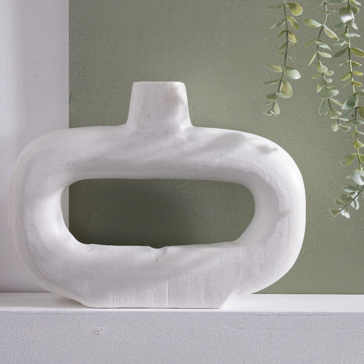 HOLZVASE Matisse 34/25 cm - Weiß, Holz (25cm)