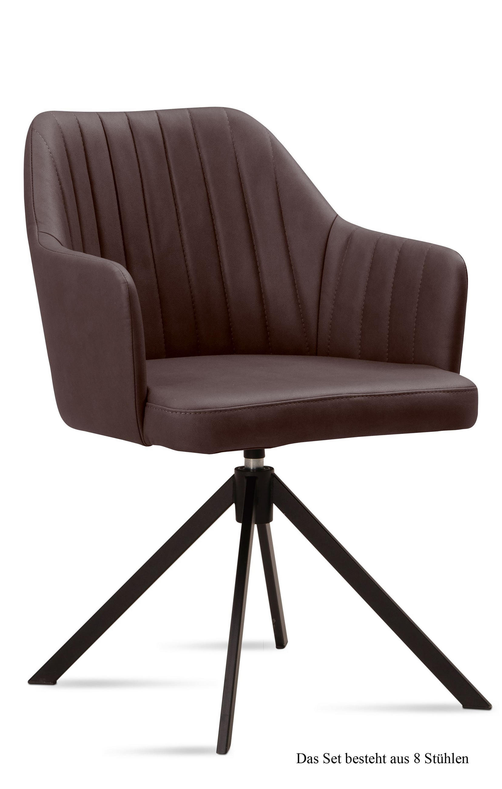ARMLEHNSTUHL drehbar (8er-Set) Dennie 58x81x60 Schwarz/Braun - Schwarz/Braun, Kunststoff (60/81/58cm) - 58aufmkessel