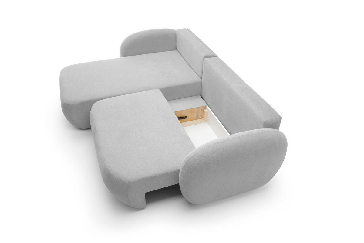 ECKSOFA OLIO L-Form Schlaffunktion mit Bettkasten, lose Rückenkissen, freistehend, LINKS 174x248 cm Grey - Hellgrau, Holz/Textil (174/248cm) - DomoHome