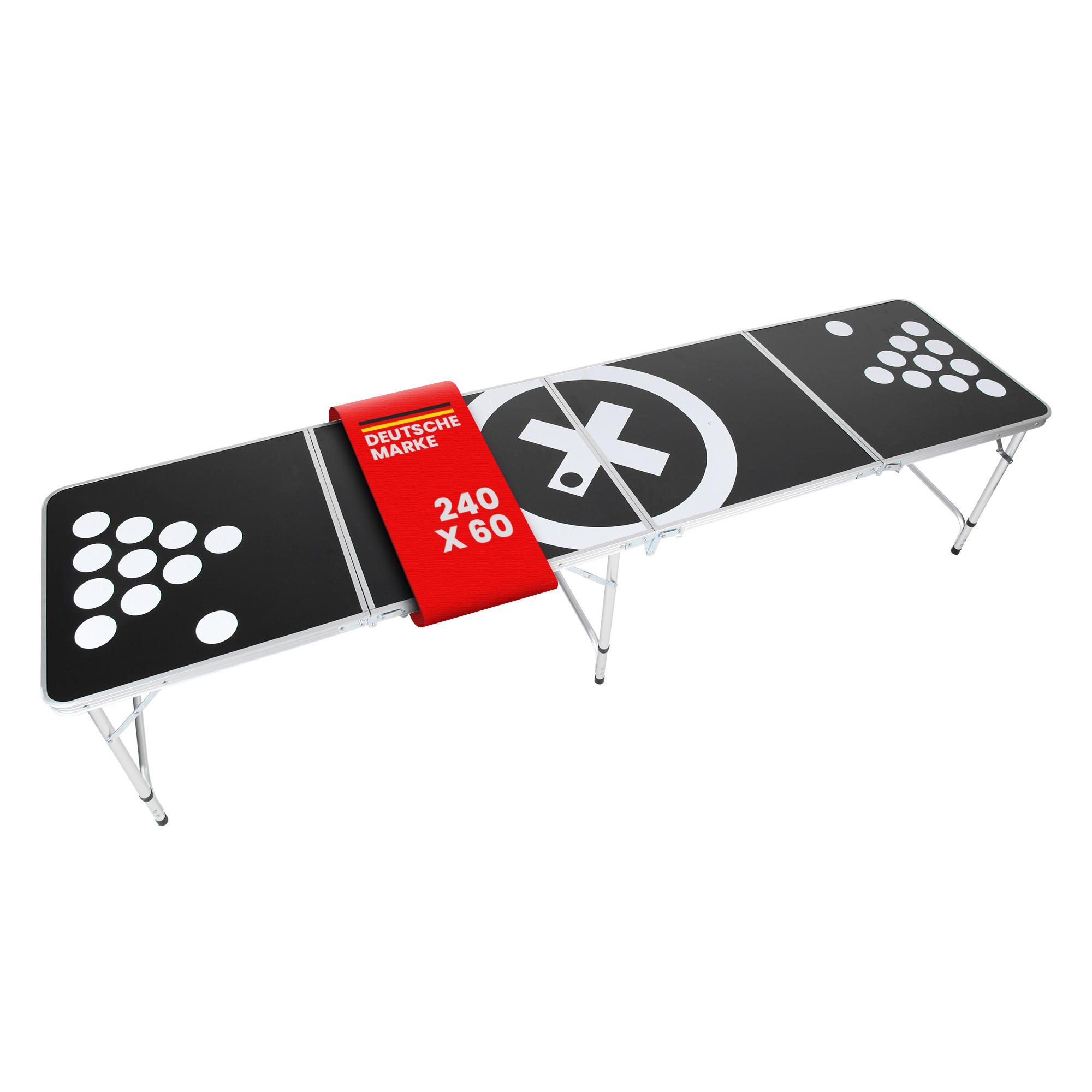 BIERPONGTISCH 240x60x70 cm zusammenklappbar - Schwarz, Metall (60/240cm) - Bestlivings
