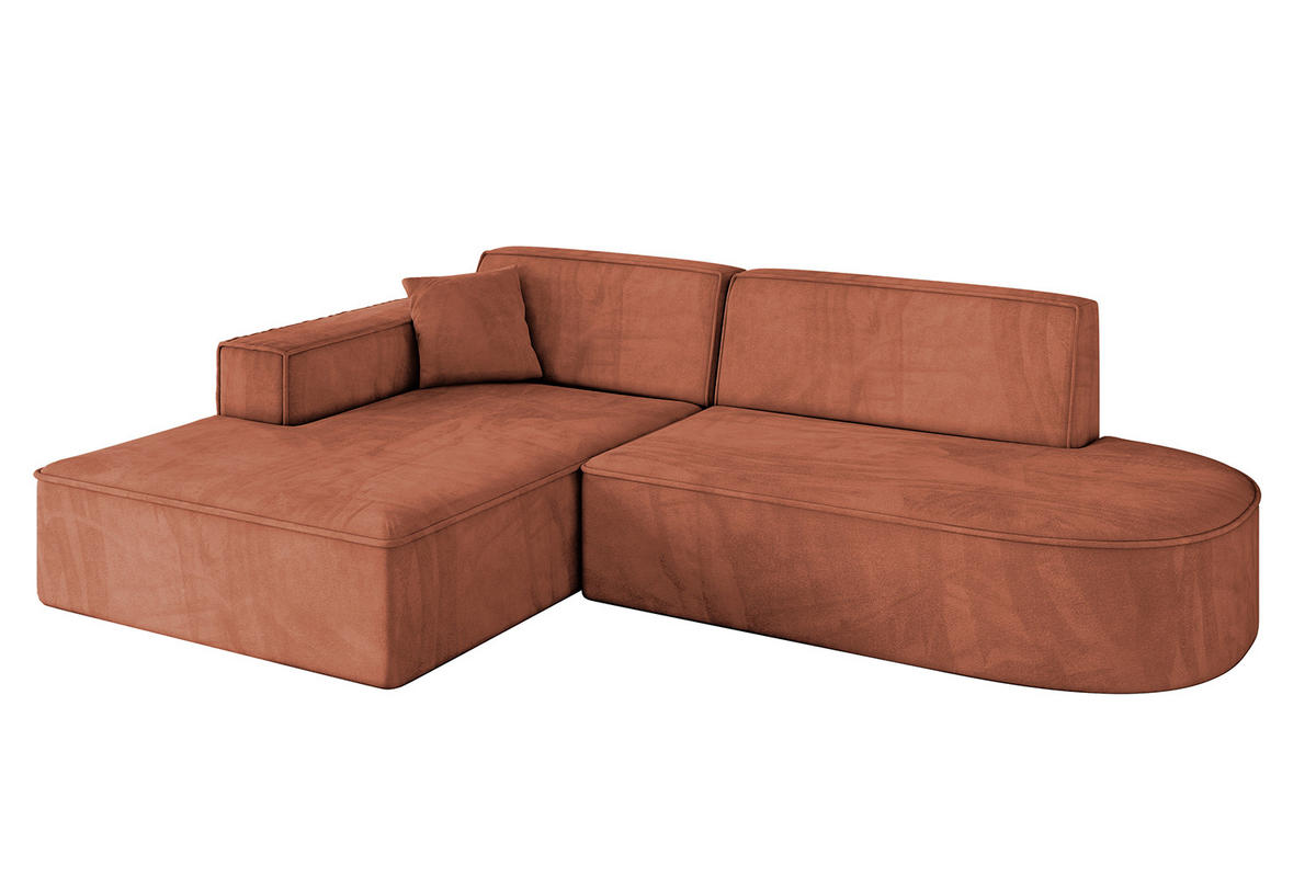 ECKSOFA Ottomane Links IREA-L1-v4 - 233x165x72,5 cm Apricot - Koralle, Holzwerkstoff/Textil (233/165cm) - ALTDECOR