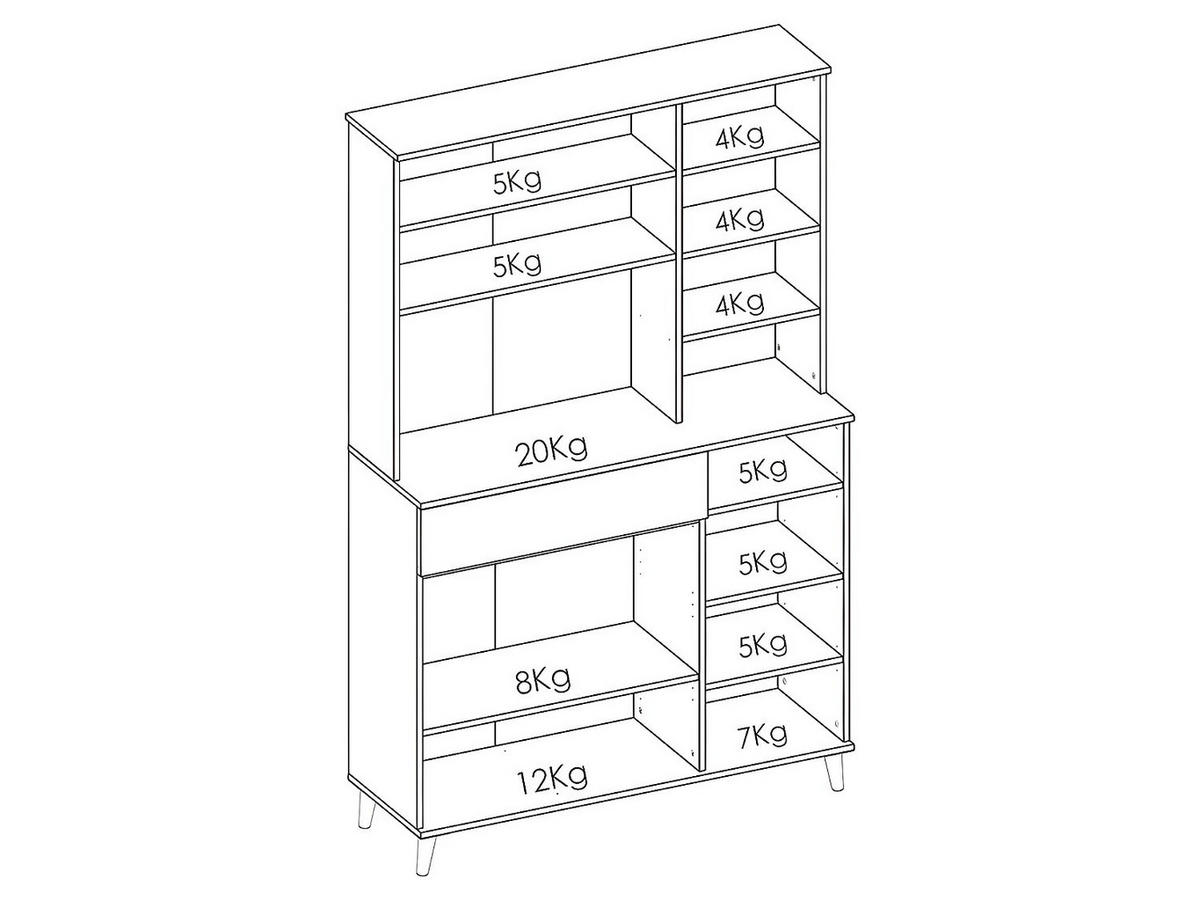 BUFFETSCHRANK - 119.3 cm x 40 cm - holz - naturfarben hell, weiß Wajdi - Weiß, Holz (119/188/40cm) - Vente-Unique