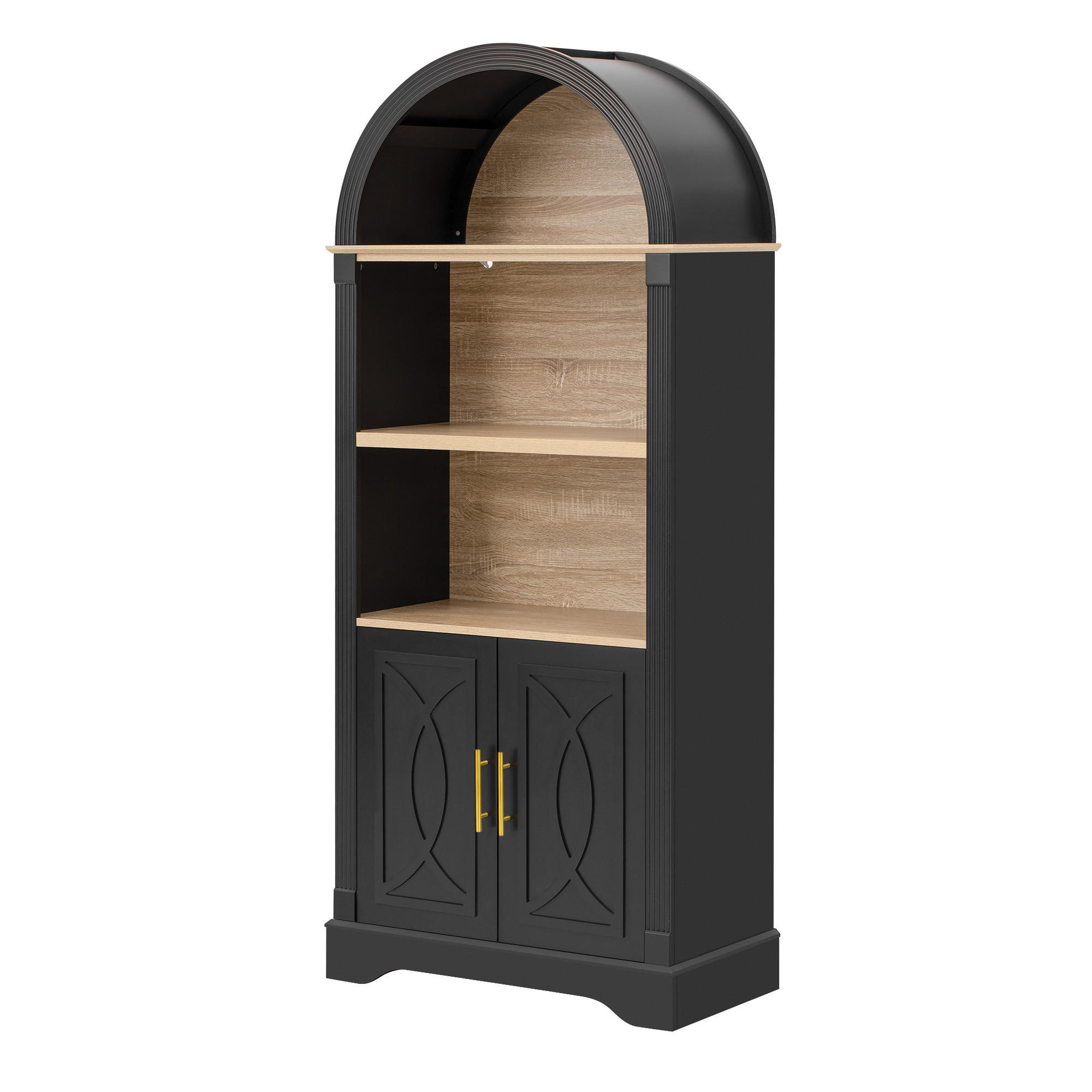 HIGHBOARD Schwarz 76,2×40×180 cm mit LED-eleuchtung und verstellbaren aus Holzwerkstoff - Schwarz, Holzwerkstoff (76.2/180/40cm)