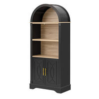HIGHBOARD Schwarz 76,2×40×180 cm mit LED-eleuchtung und verstellbaren aus Holzwerkstoff - Schwarz, Holzwerkstoff (76.2/180/40cm)