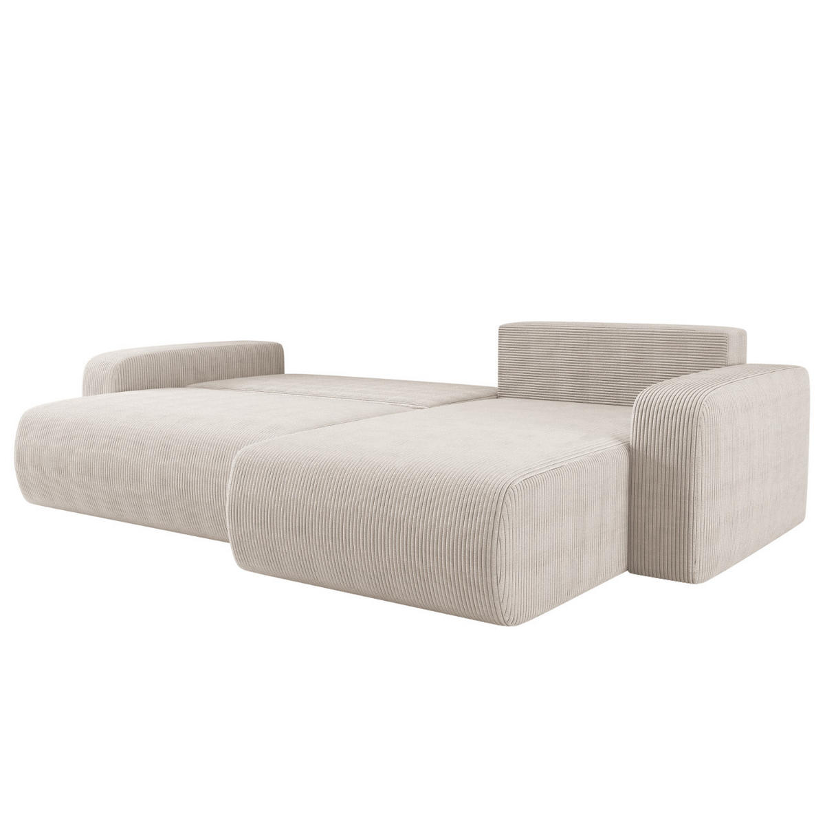 SCHLAFSOFA MILANO XL und bettkasten stoff Poso Dicker Cord Beige Rechts - Beige, Holz (274/82/145cm) - Kaiser Möbel