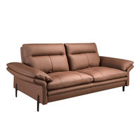 SOFA 3-Sitzer-Sofa aus braunem Leder 208/118/94 cm - Chromfarben/Braun, Leder/Holz (208/94/118cm) - ANGEL CERDA