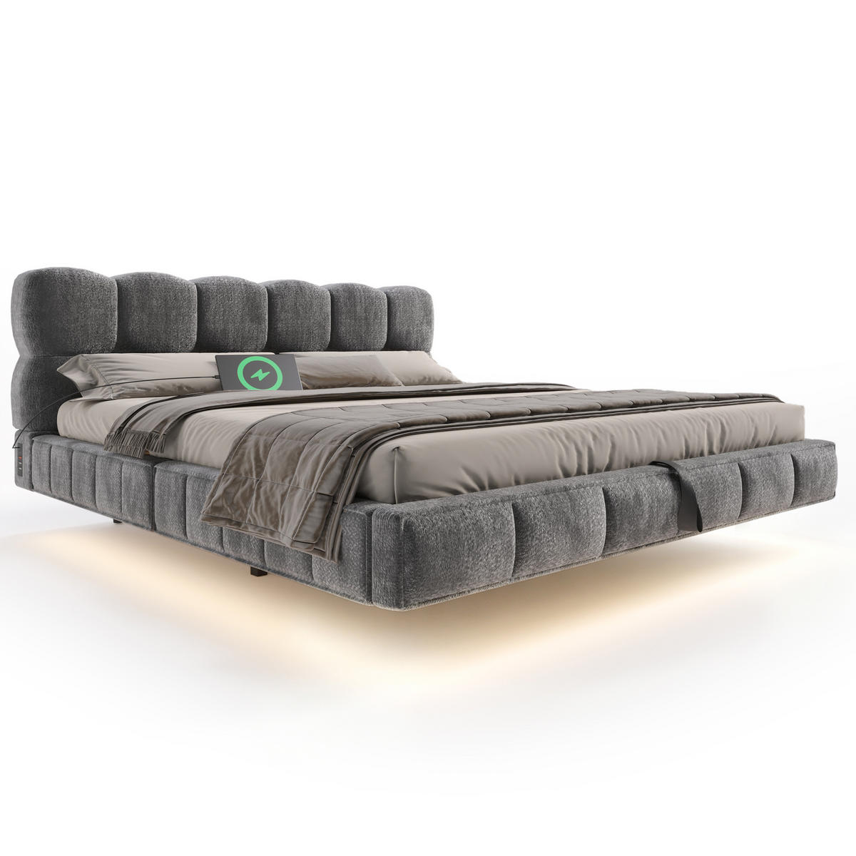 WOLKENBETT 140/200 cm Grau - Grau, Holz/Metall