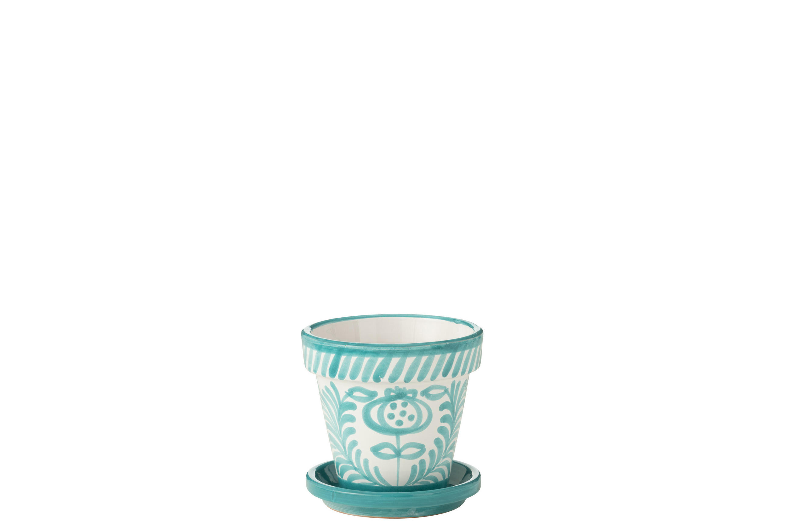 BLUMENTOPF GRANADA PATTERN - Töpferei - Aqua - S - Ø 21 cm - Multicolor, Keramik (21/19cm) - J-Line