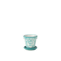 BLUMENTOPF GRANADA PATTERN - Töpferei - Aqua - S - Ø 21 cm - Multicolor, Keramik (21/19cm) - J-Line
