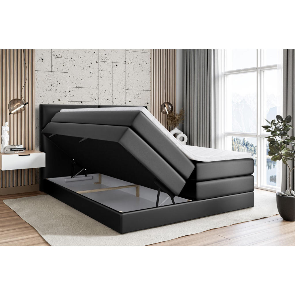 Thumbnail - Altdecor Boxspringbett, Schwarz Hochglanz, Holzwerkstoff, Höhe ca. 20 cm, 200x200 cm, Schlafzimmer, Betten, Boxspringbet...