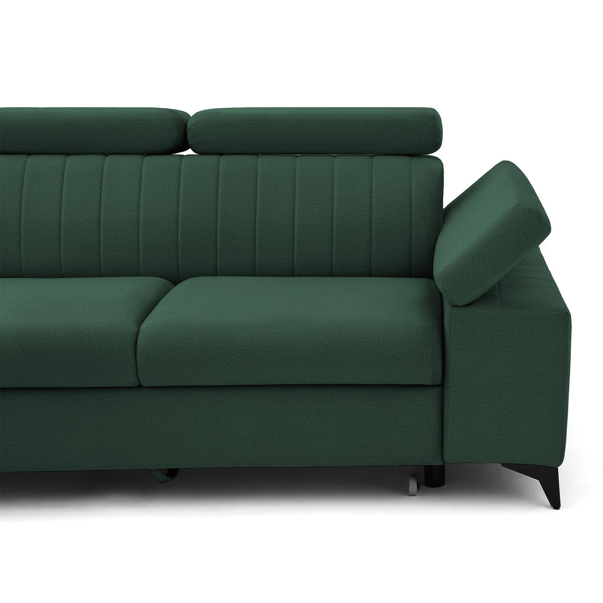 ECKSOFA FELIX L Links mit Schlaffunktion Velours Grün - Schwarz/Grün, Holz/Textil (257/176cm) - Muffo