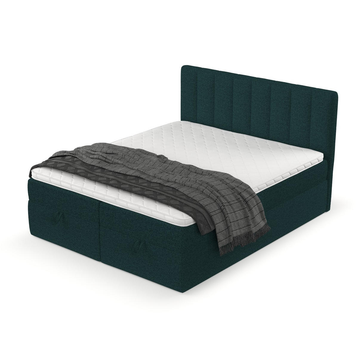 BOXBETT Lusso 180/200 cm Grün im Riva Stoff - Schwarz/Grün, Holz/Holzwerkstoff (180/200cm) - AltaBeds