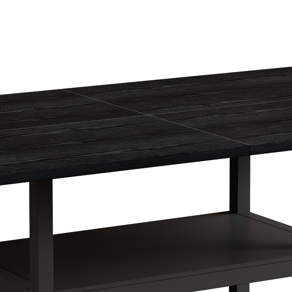 ESSTISCH Schwarz mit multifunktionalem Ablagefach 160/90/76 cm - Schwarz, Holz (90/160/76cm) - Oxeza