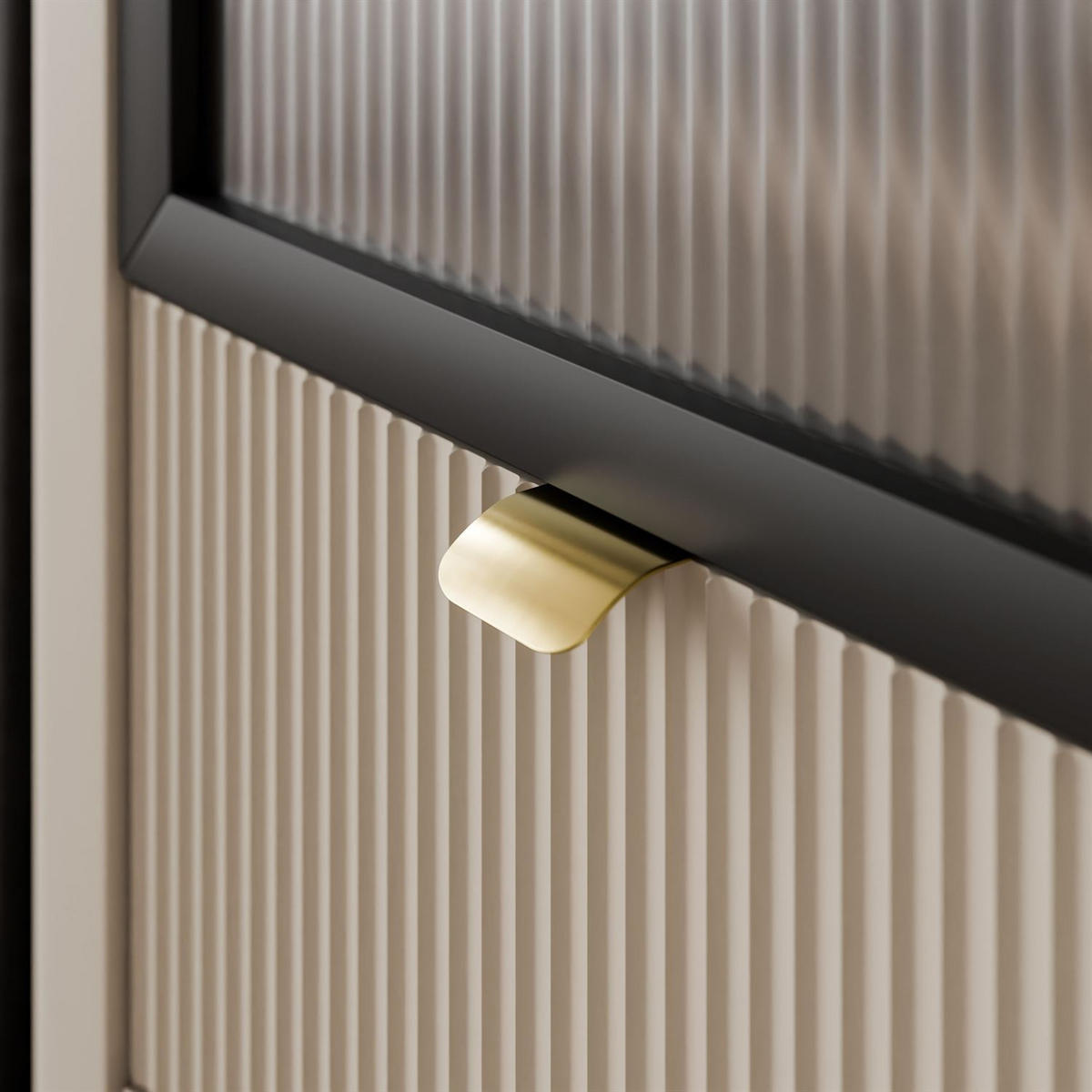 VITRINE AUTUMN 2D2W1S mit Schublade, Kaschmir / Nussbaum - Beige/Braun, Holzwerkstoff (90/191/40cm) - Lookway